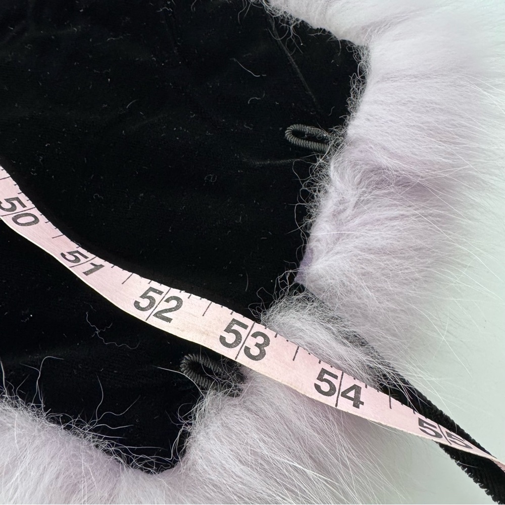 Gaucho Lavender Blue Fox Fur Wrap Scarf with Pom Pom Ties & Velvet Lining NWT - Picture 12 of 13